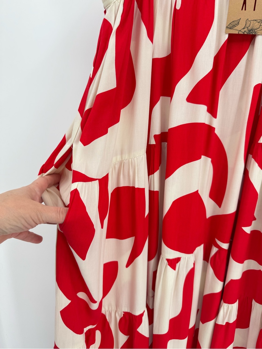 Anthropologie x Abel The Label Smock Dress Abstract Flowy Trapeze Summer Maxi L - Picture 8 of 16